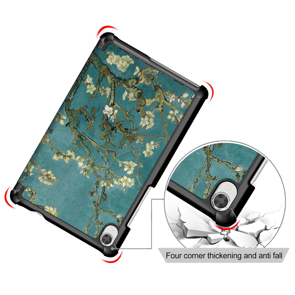 Custodia in Pelle di Pinza Per Stampa a Motivi Per Lenovo Tab M8 TB-8505 - Fiore di Pesco-5