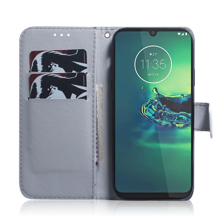 Pattern Printing Wallet Stand Flip Leather Phone Case for Motorola Moto G8 Plus - Tiger-8