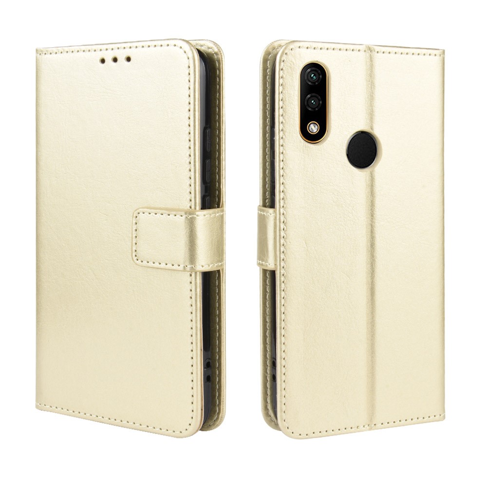 Crazy Horse Leather Cover Wallet Phone Case for Lenovo A6 Note - Gold