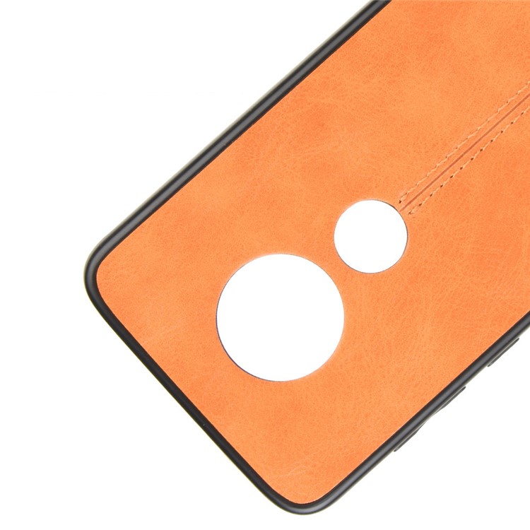 Leather Coated PC + TPU Hybrid Cover Case for Motorola Moto G7 Plus / Moto G7 - Yellow-2