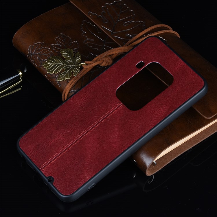 Leather Coated PC + TPU Phone Cover Case for Motorola One Zoom - Red-8