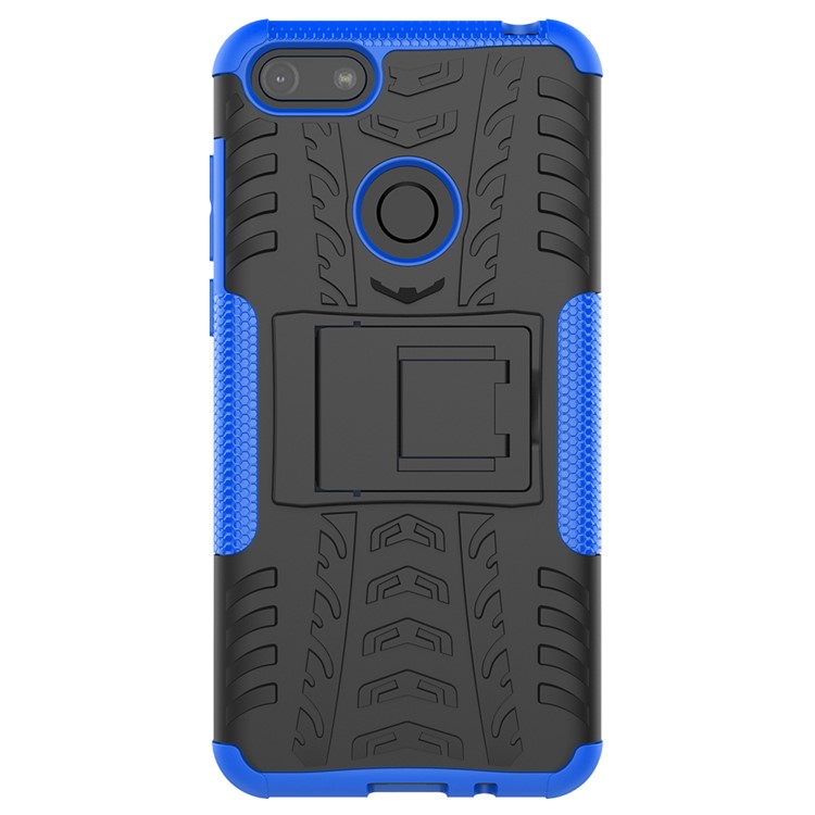 Pct de Patrón de Neumático Frío + TPU Back Case Con Kickstand Para Motorola Moto E6 Play - Azul Negro-2