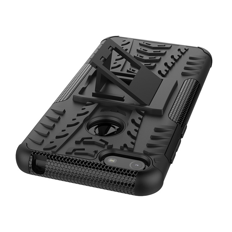 Cool Tyre Pattern PC + TPU Back Case with Kickstand for Motorola Moto E6 Play - Black-10