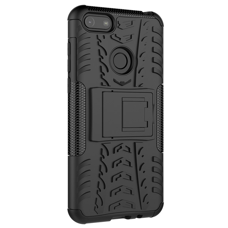 Cool Tyre Pattern PC + TPU Back Case with Kickstand for Motorola Moto E6 Play - Black-3