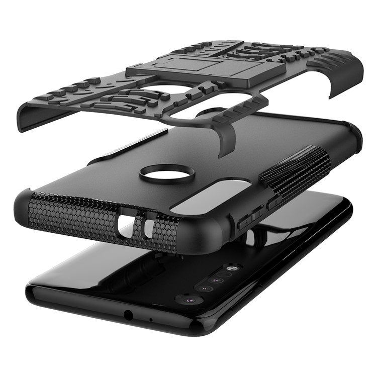 Cool Tyre Texture PC + TPU Hybrid Phone Cover with Kickstand for Motorola Moto G8 Play - Black-13