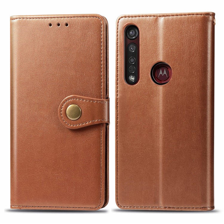 HAT PRINCE Litchi Skin PU Leather Wallet Case for Motorola Moto G8 Plus - Brown-1