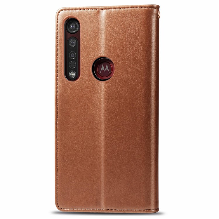HAT PRINCE Litchi Skin PU Leather Wallet Case for Motorola Moto G8 Plus - Brown-3