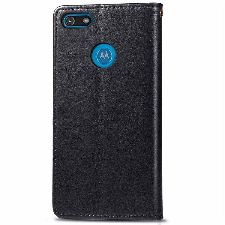 HAT PRINCE Litchi Skin PU Leather Phone Cover Wallet Case for Motorola Moto E6 Play - Black-3