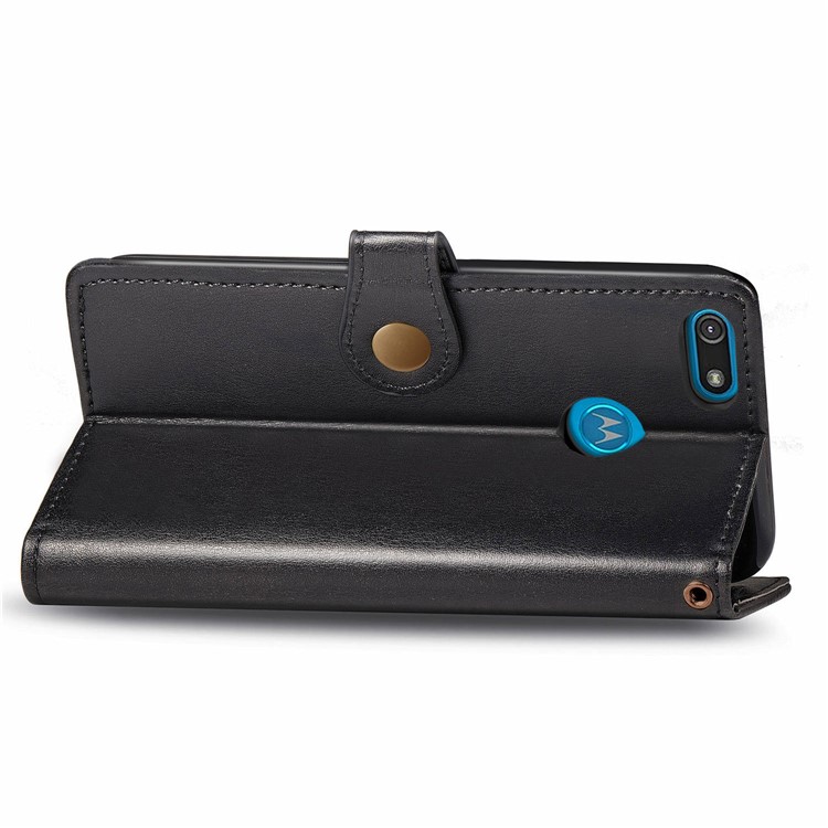 HAT PRINCE Litchi Skin PU Leather Phone Cover Wallet Case for Motorola Moto E6 Play - Black-6