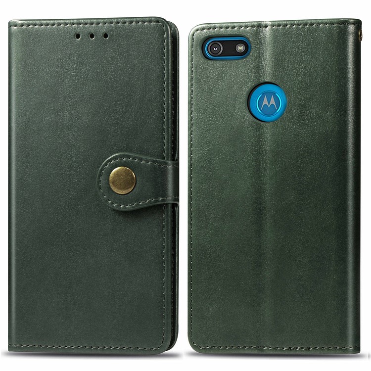 HAT PRINCE Litchi Skin PU Leather Phone Cover Wallet Case for Motorola Moto E6 Play - Green-1
