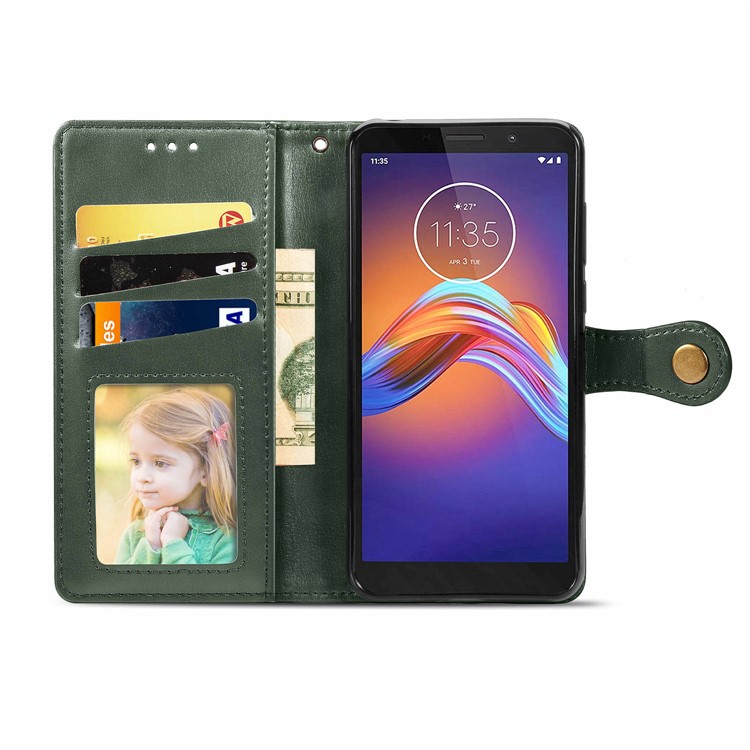 HAT PRINCE Litchi Skin PU Leather Phone Cover Wallet Case for Motorola Moto E6 Play - Green-4