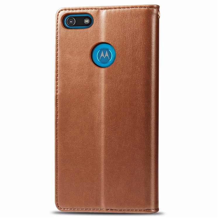 HAT PRINCE Litchi Skin PU Leather Phone Cover Wallet Case for Motorola Moto E6 Play - Brown-3