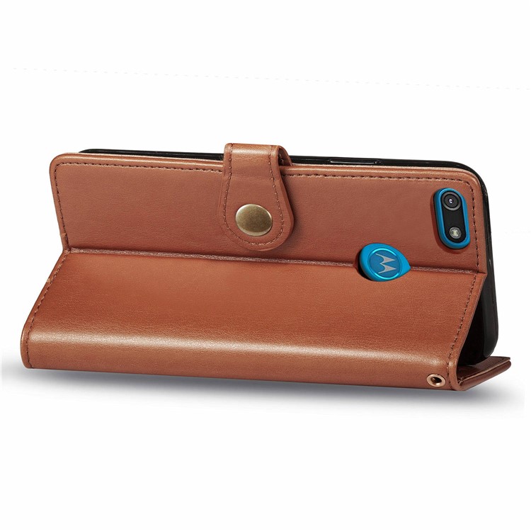 HAT PRINCE Litchi Skin PU Leather Phone Cover Wallet Case for Motorola Moto E6 Play - Brown-6