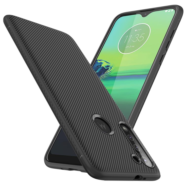 Jazz Series Twill Texture Soft TPU Back Casing for Motorola Moto G8 - Black-1