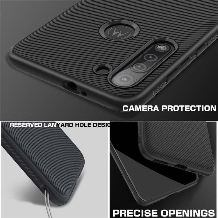 Jazz Series Twill Texture Soft TPU Back Casing for Motorola Moto G8 - Black-4