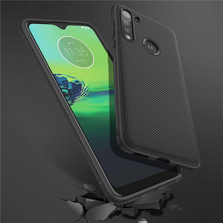 Jazz Series Twill Texture Soft TPU Back Casing for Motorola Moto G8 - Black-6