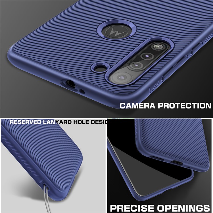 Jazz Series Twill Texture Soft TPU Back Casing for Motorola Moto G8 - Blue-4