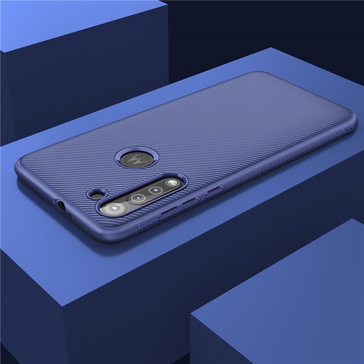 Jazz Series Twill Texture Soft TPU Back Casing for Motorola Moto G8 - Blue-7