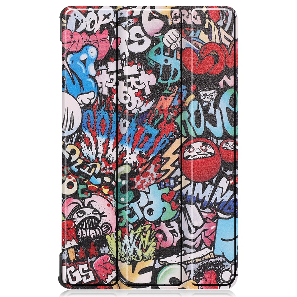 Printing Surface Tri-fold Stand Leather Tablet Case for Lenovo Tab M8 TB-8505X - Cartoon-8