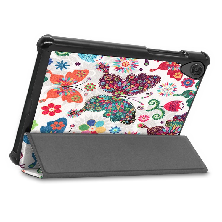Printing Surface Tri-fold Stand Leather Tablet Case for Lenovo Tab M8 TB-8505X - Butterfly-6
