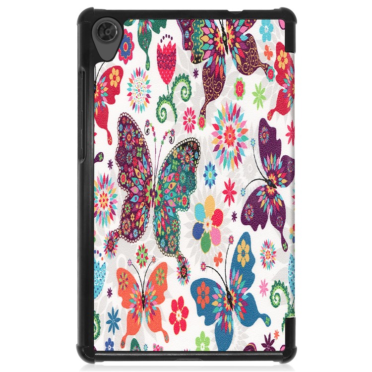 Printing Surface Tri-fold Stand Leather Tablet Case for Lenovo Tab M8 TB-8505X - Butterfly-7