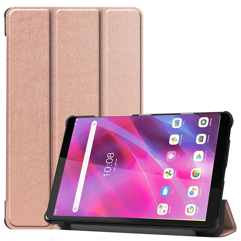 Tri-fold Stand Leather Tablet Covering for Lenovo Tab M8 TB-8505X - Rose Gold-1