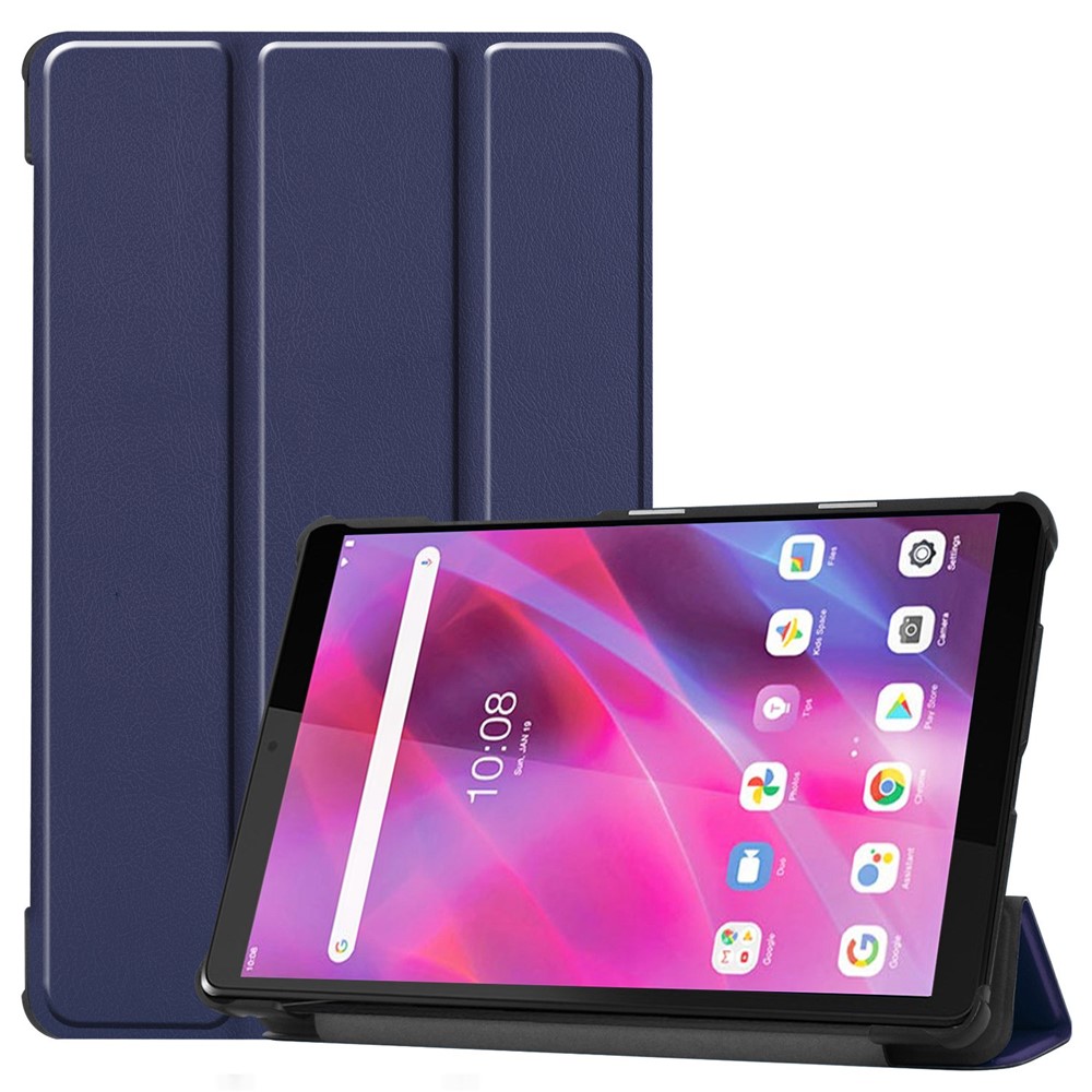 Tri-fold Stand Leather Tablet Covering for Lenovo Tab M8 TB-8505X - Dark Blue-1