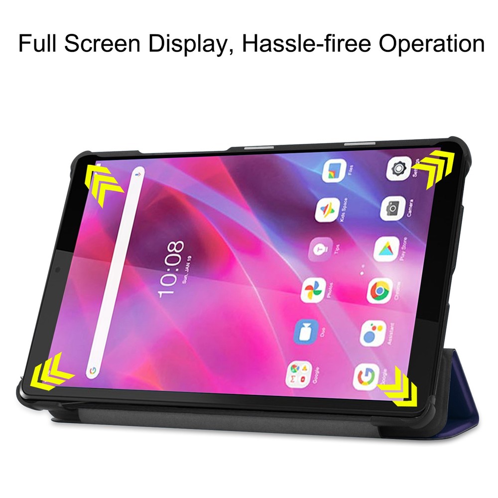 Tri-fold Stand Leather Tablet Covering for Lenovo Tab M8 TB-8505X - Dark Blue-3