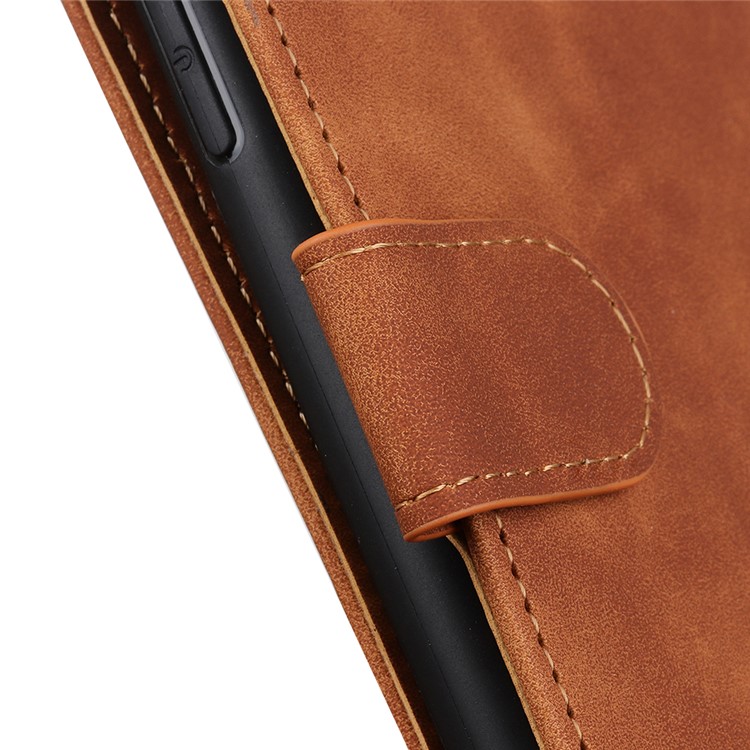 KHAZNEH Retro Leather Wallet Magnetic Cover for Motorola Moto E6 - Brown-5