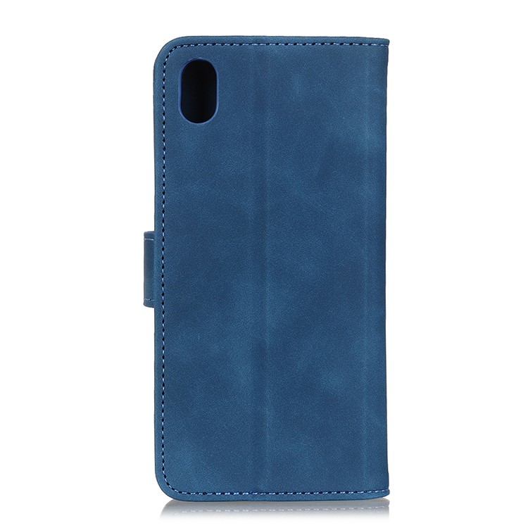 KHAZNEH Retro Leather Wallet Magnetic Cover for Motorola Moto E6 - Blue-2