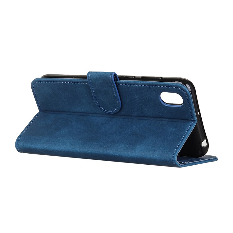 KHAZNEH Retro Leather Wallet Magnetic Cover for Motorola Moto E6 - Blue-3