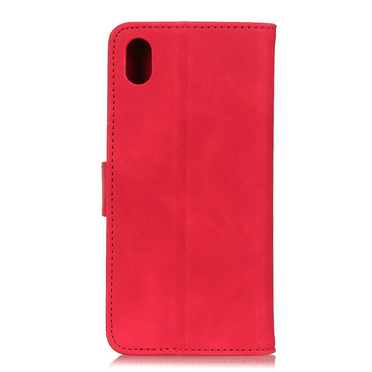 KHAZNEH Retro Leather Wallet Magnetic Cover for Motorola Moto E6 - Red-2