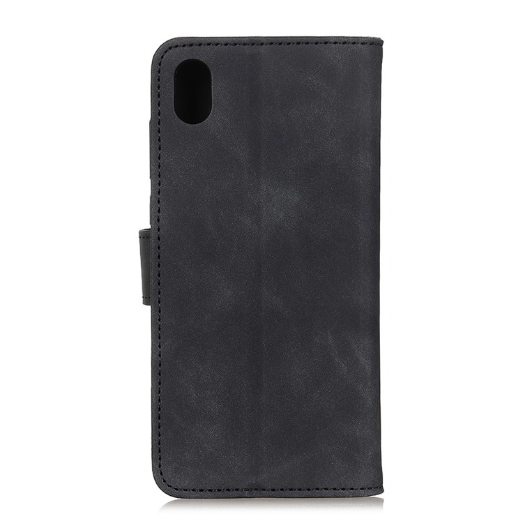 KHAZNEH Retro Leather Wallet Magnetic Cover for Motorola Moto E6 - Black-2