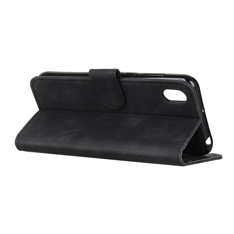 KHAZNEH Retro Leather Wallet Magnetic Cover for Motorola Moto E6 - Black-3