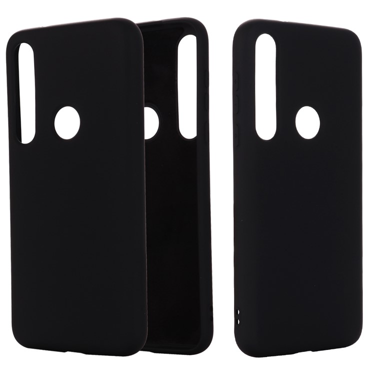 Liquid Silicone Back Case for Motorola Moto G8 Plus - Black-1