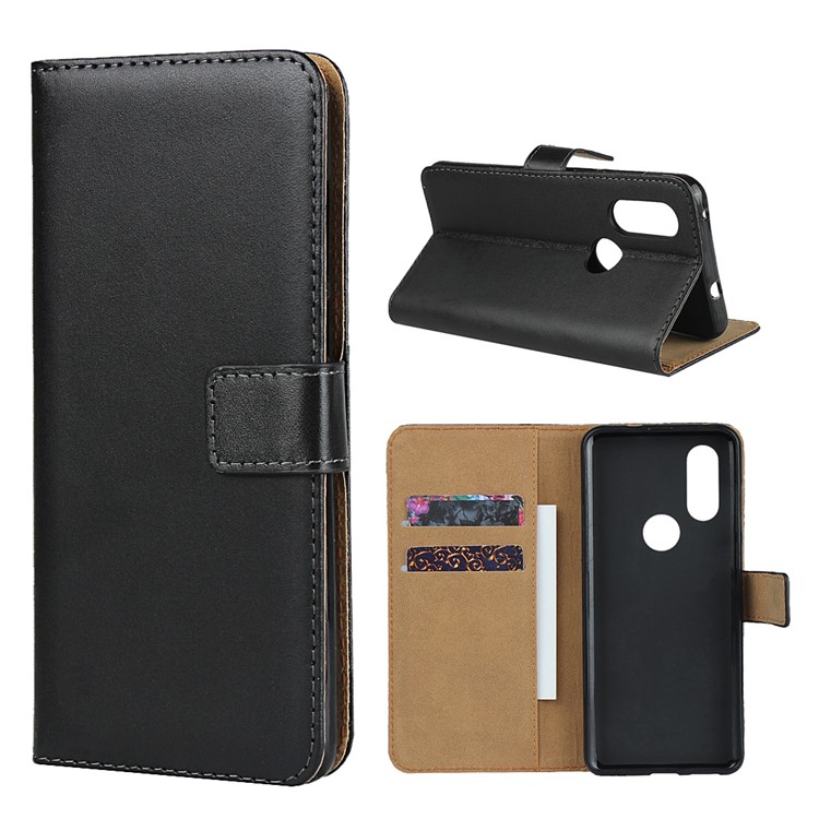 Genuine Leather Wallet Stand Phone Cover Shell for Motorola One Vision/P50-1