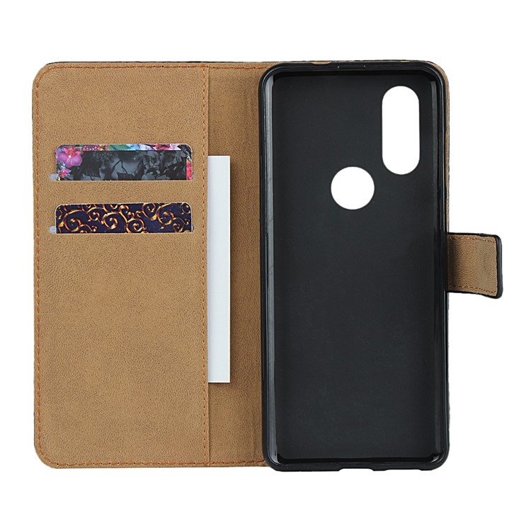 Genuine Leather Wallet Stand Phone Cover Shell for Motorola One Vision/P50-5