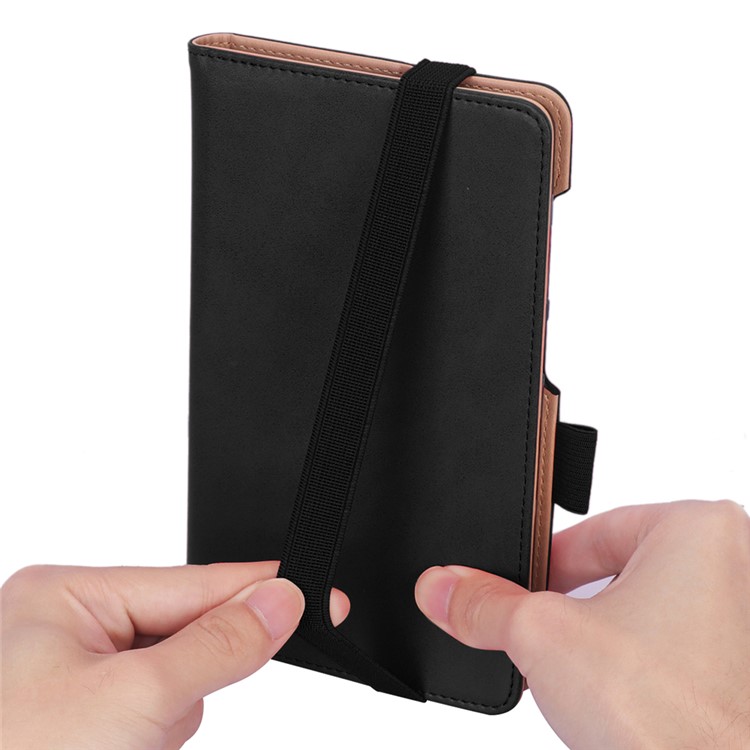 WY-2099A PU Caso Slots De Cartão De Suporte De Couro Comprimido Com Banda Elástica E Alça De Mão Para Guia Lenovo M7 TB-7305F - Preto-2