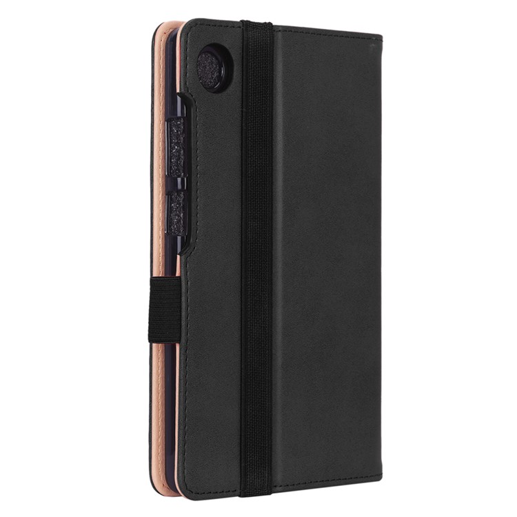 WY-2099A PU Caso Slots De Cartão De Suporte De Couro Comprimido Com Banda Elástica E Alça De Mão Para Guia Lenovo M7 TB-7305F - Preto-6