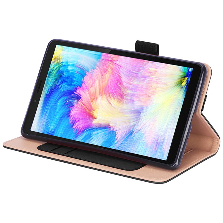WY-2099A PU Caso Slots De Cartão De Suporte De Couro Comprimido Com Banda Elástica E Alça De Mão Para Guia Lenovo M7 TB-7305F - Preto-8