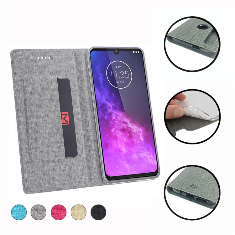 VILI DMX Cross Texture Leather Stand Case for Motorola Moto G8 Plus - Grey-19