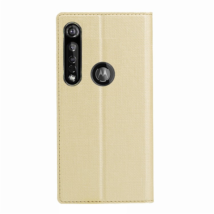 VILI DMX Cross Texture Leather Stand Case for Motorola Moto G8 Plus - Gold-4