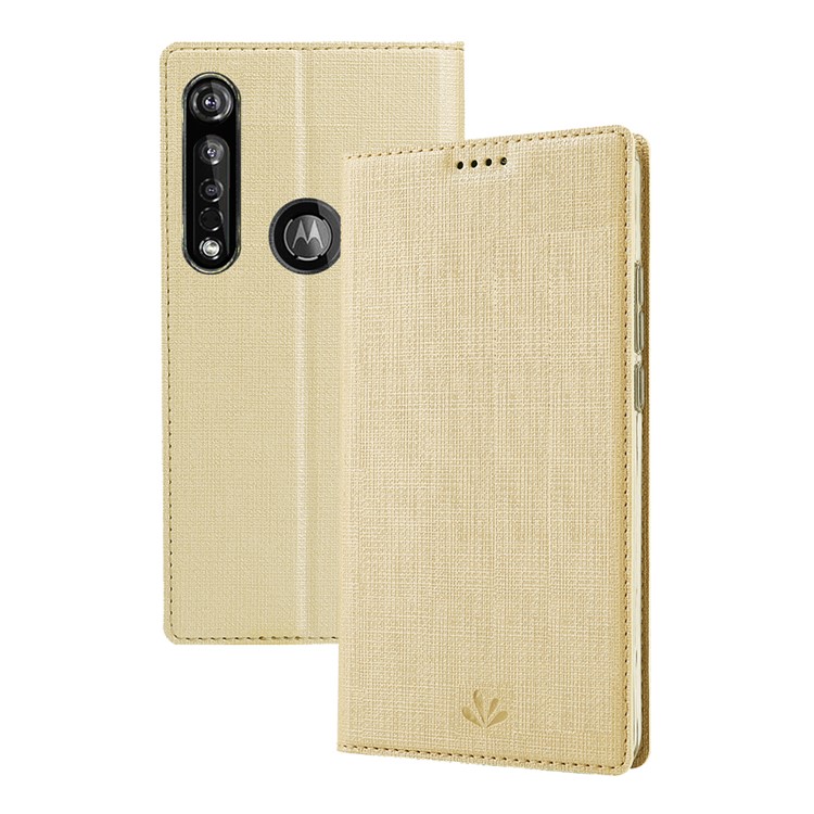 VILI DMX Cross Texture Leather Stand Case for Motorola Moto G8 Plus - Gold-6