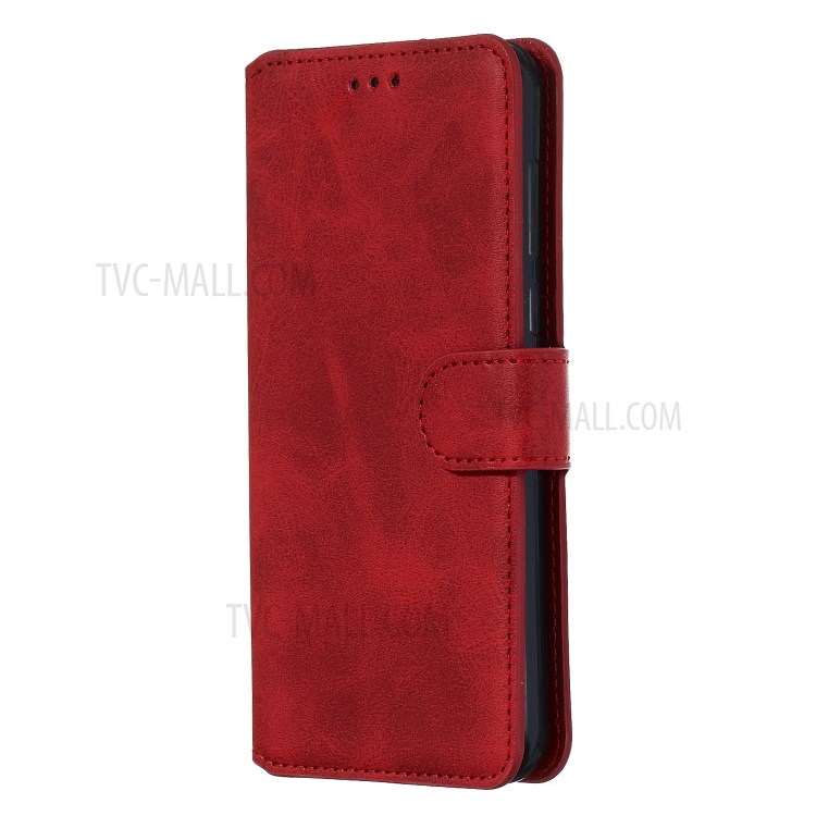 Leather Stand Phone Case Wallet Shell for Motorola Moto E6 Play - Red-5