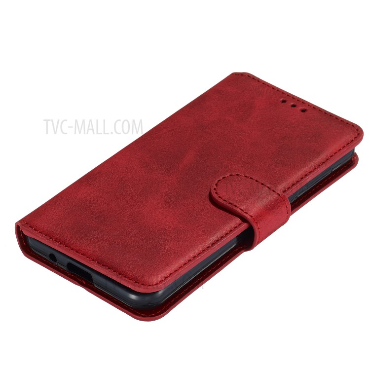 Leather Stand Phone Case Wallet Shell for Motorola Moto E6 Play - Red-7