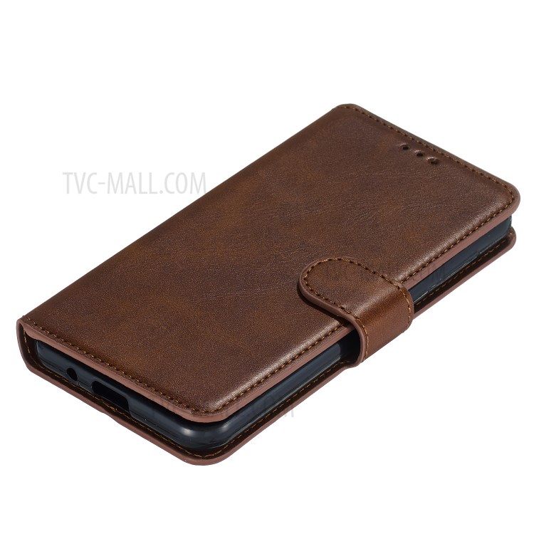Leather Stand Phone Case Wallet Shell for Motorola Moto E6 Play - Brown-7