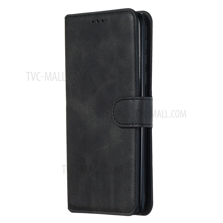 Leather Stand Case with Card Slots for Motorola Moto G8 Play / One Macro - Black-4