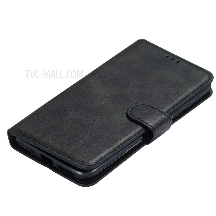 Leather Stand Case with Card Slots for Motorola Moto G8 Play / One Macro - Black-6