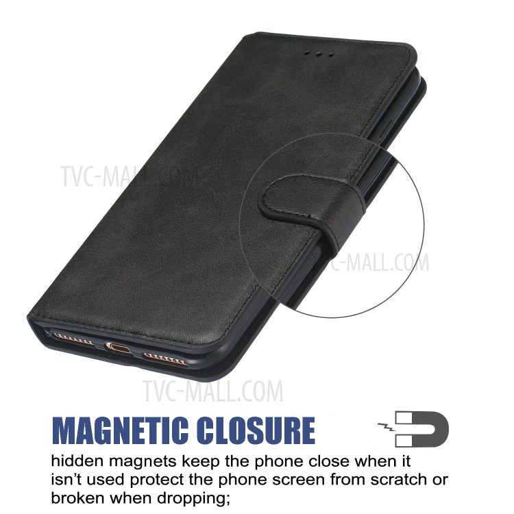 Leather Stand Case with Card Slots for Motorola Moto G8 Play / One Macro - Black-9