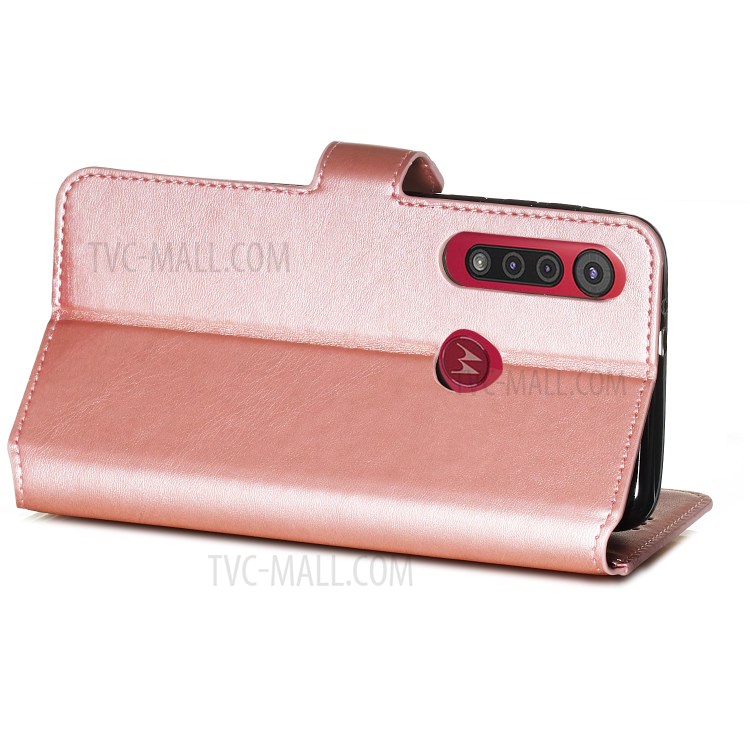 Leather Stand Case with Card Slots for Motorola Moto G8 Play / One Macro - Rose Gold-2
